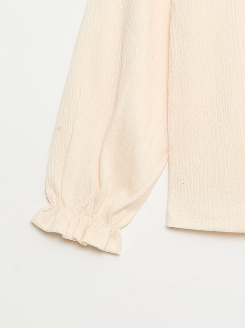 T-shirt con colletto in maglia goffrata e paillettes - Kiabi