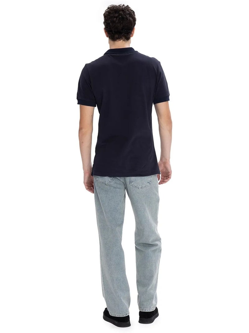 T-shirt con colletto polo e bottoni giesto Blu marino - Kiabi