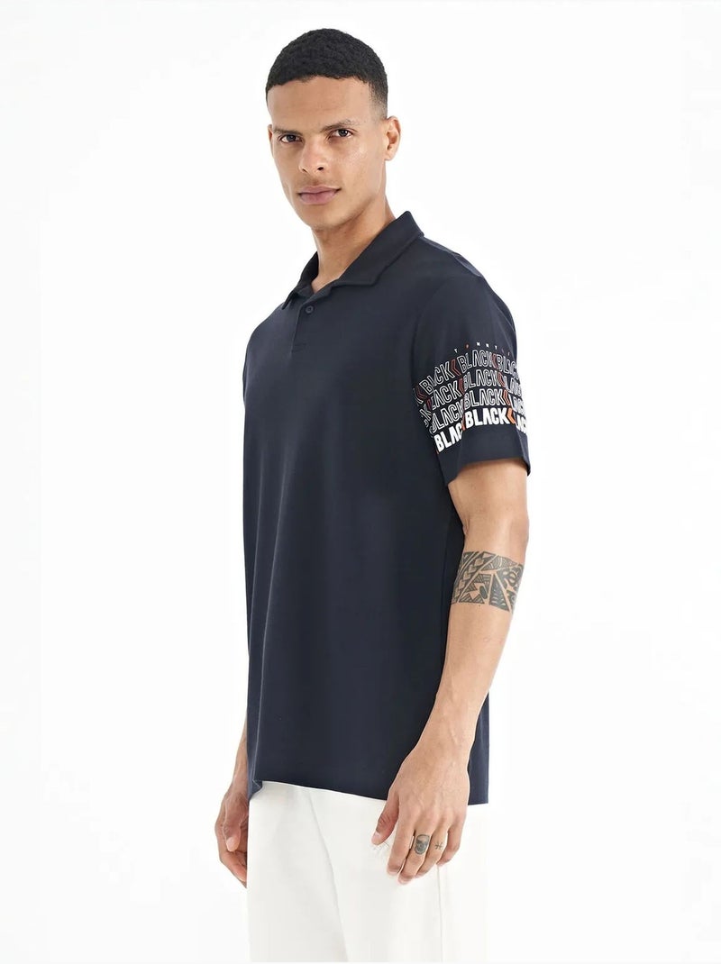 T-shirt con colletto polo stampata tommy Blu marino - Kiabi