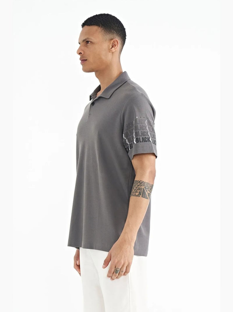 T-shirt con colletto polo stampata tommy Grigio nero - Kiabi