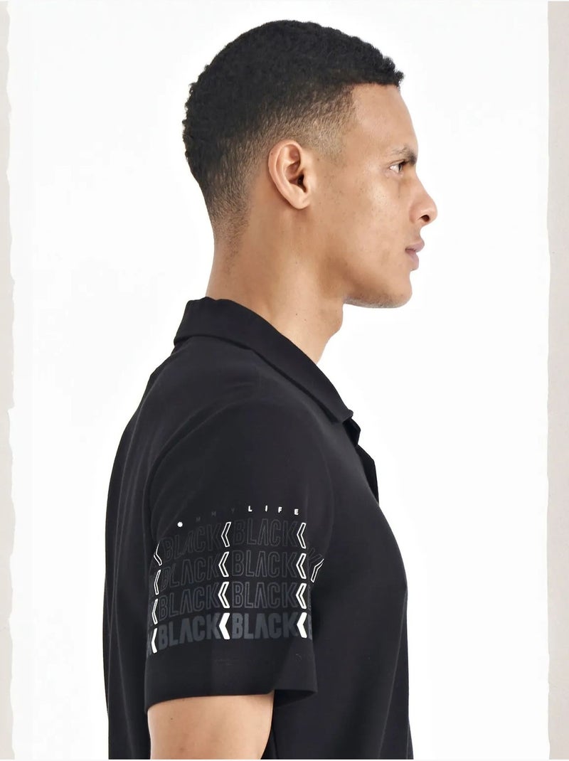 T-shirt con colletto polo stampata tommy Nero - Kiabi