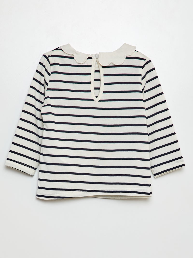 T-shirt con colletto rotondo arricciato BIANCO - Kiabi