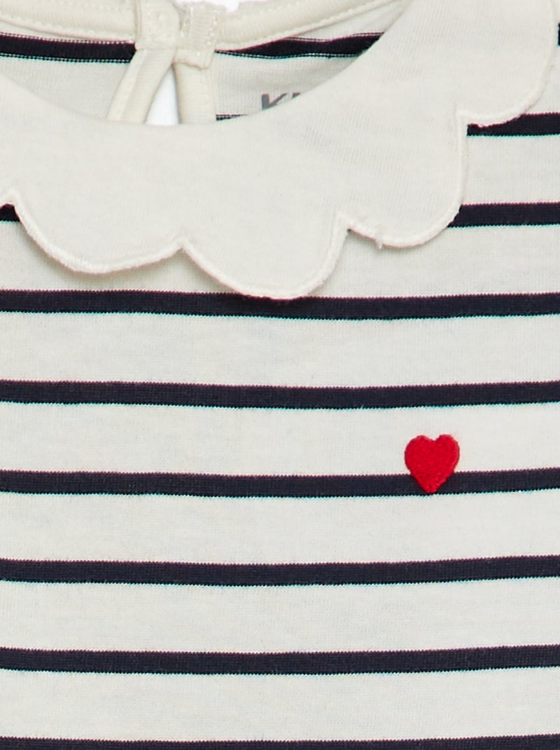 T-shirt con colletto rotondo arricciato BIANCO - Kiabi