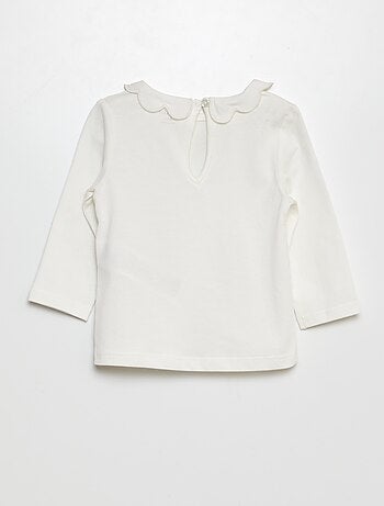 T-shirt con colletto rotondo arricciato