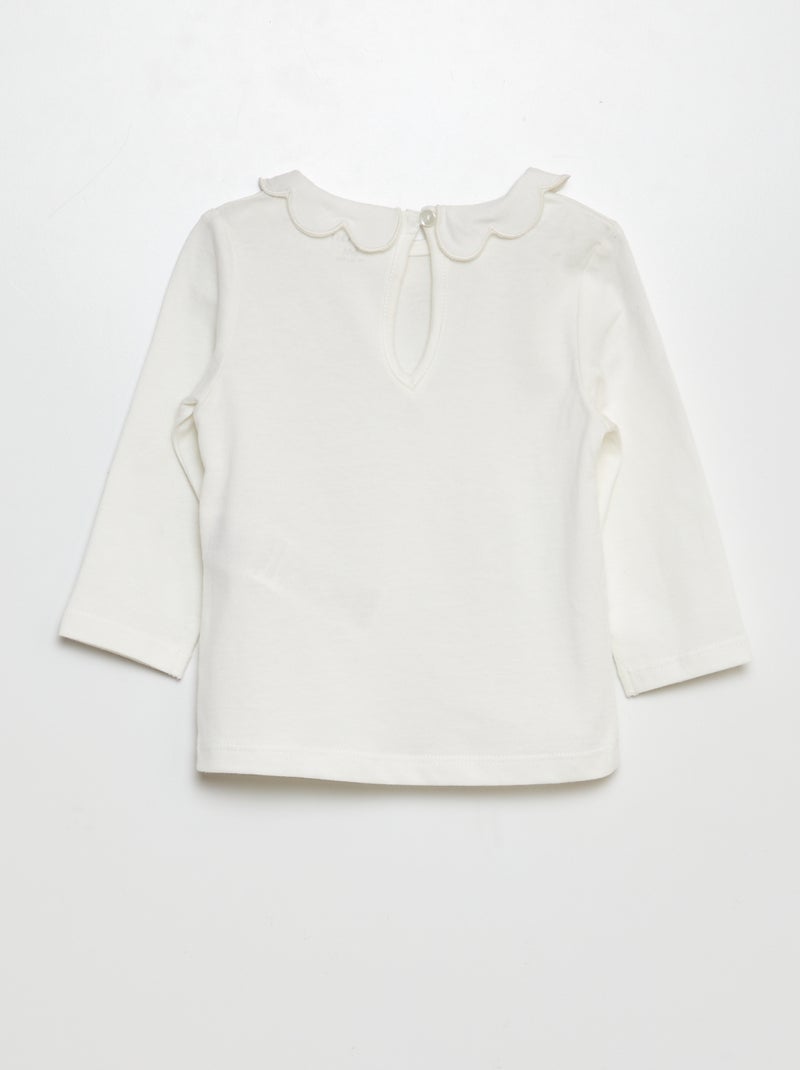 T-shirt con colletto rotondo arricciato BIANCO - Kiabi