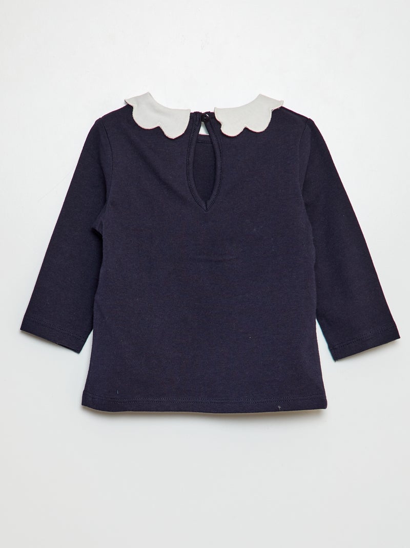 T-shirt con colletto rotondo arricciato BLU - Kiabi