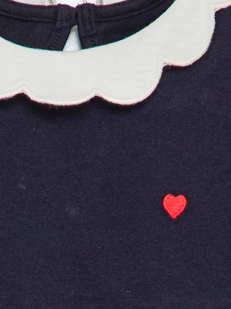 T-shirt con colletto rotondo arricciato BLU - Kiabi