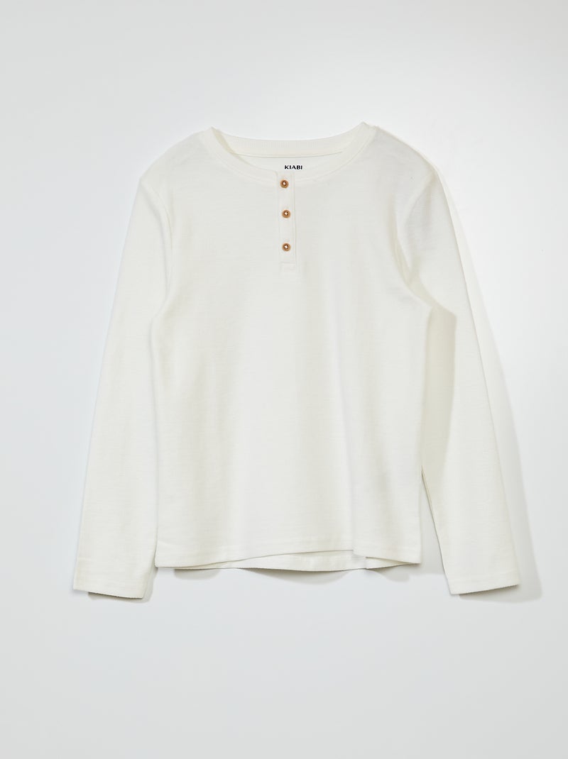 T-shirt con collo alla coreana Bianco - Kiabi