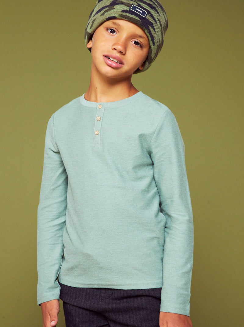 T-shirt con collo alla coreana VERDE - Kiabi