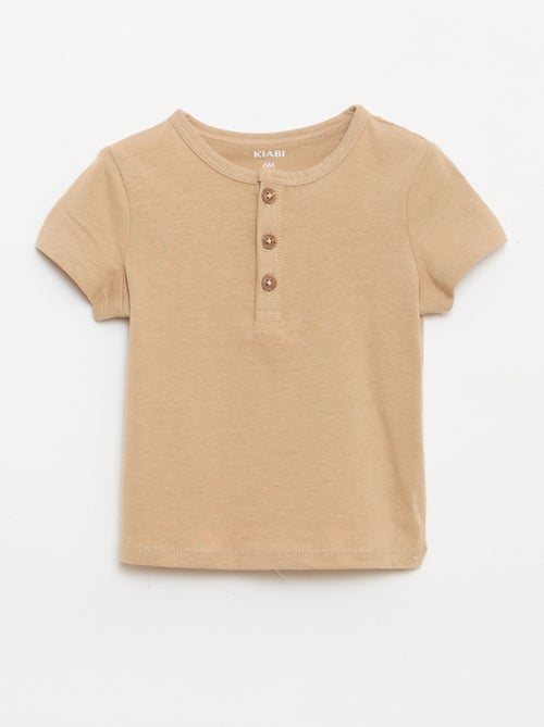 T-shirt con collo alla tunisina abbottonato - Kiabi