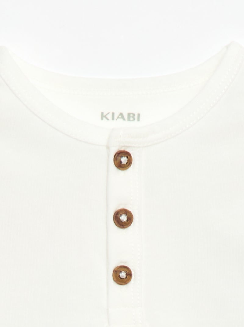 T-shirt con collo alla tunisina abbottonato Bianco - Kiabi