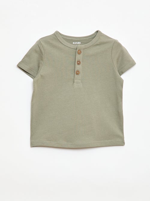 T-shirt con collo alla tunisina abbottonato - Kiabi