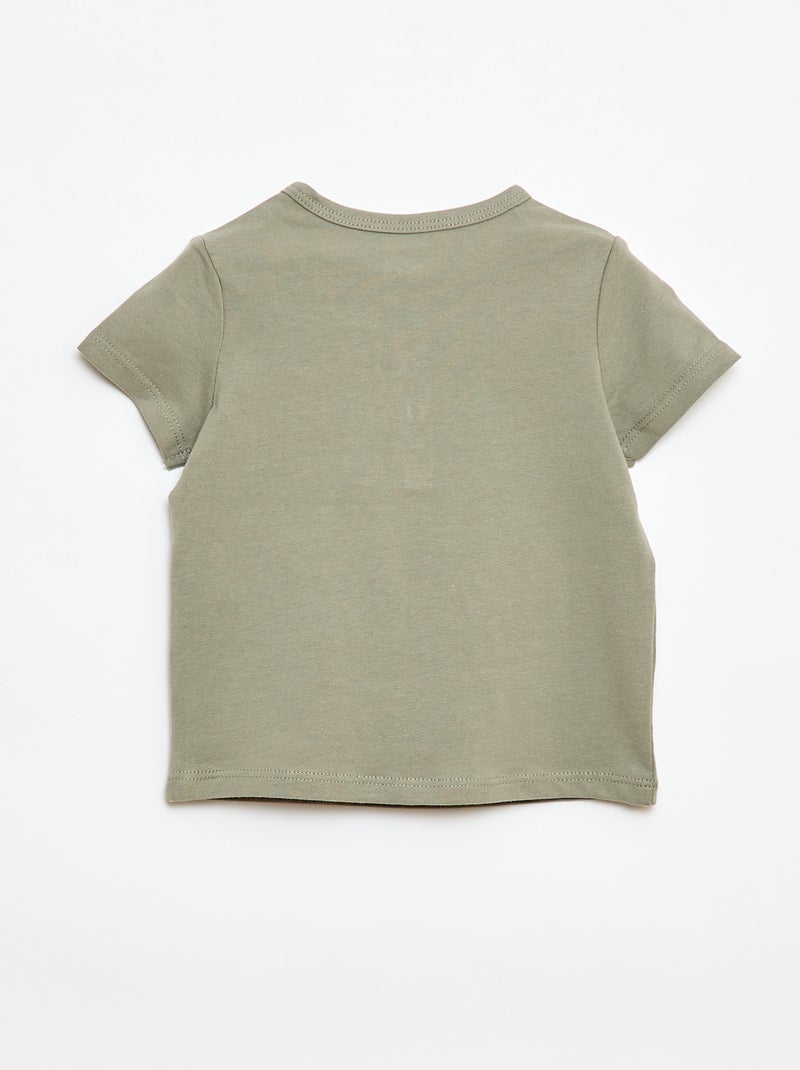 T-shirt con collo alla tunisina abbottonato Verde - Kiabi