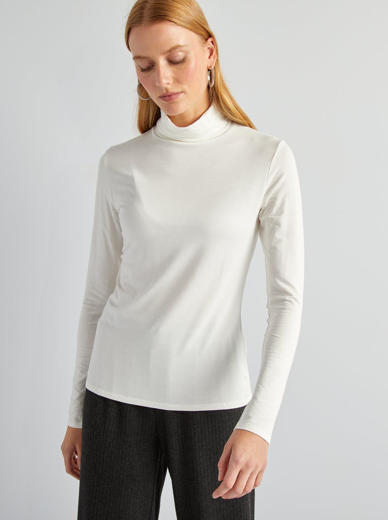T-shirt con collo dolcevita in jersey BIANCO - Kiabi
