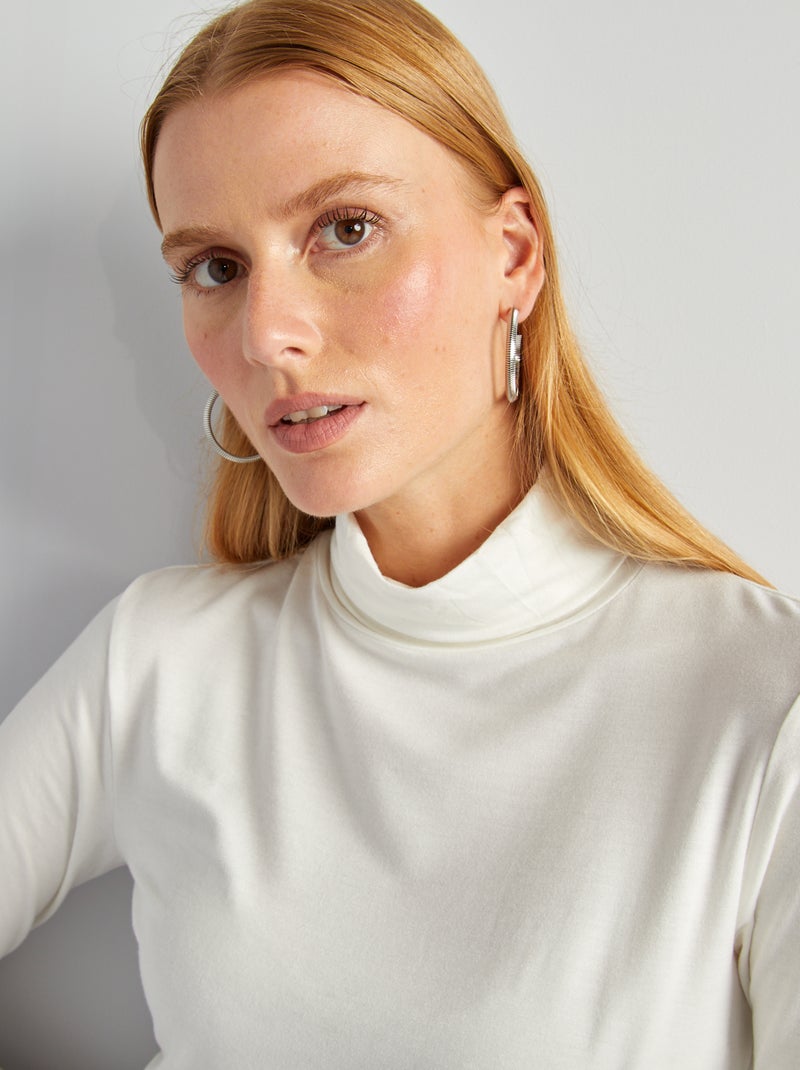 T-shirt con collo dolcevita in jersey BIANCO - Kiabi