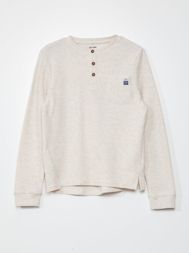 T-shirt con collo serafino BEIGE - Kiabi