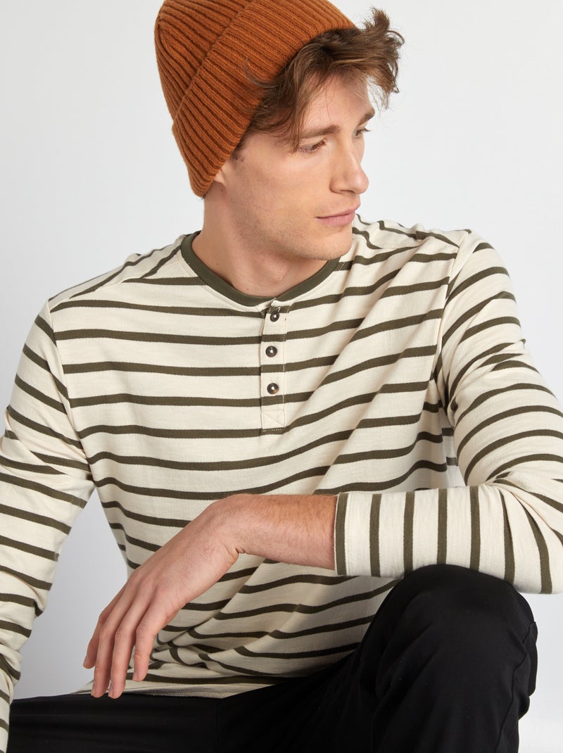 T-shirt con collo serafino BEIGE - Kiabi