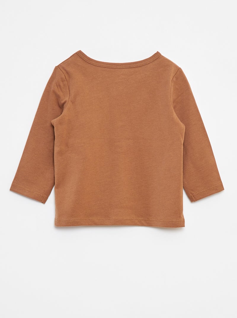 T-shirt con collo serafino Beige - Kiabi