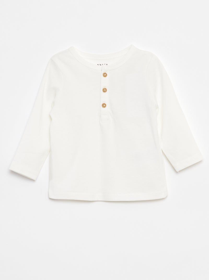 T-shirt con collo serafino Bianco - Kiabi