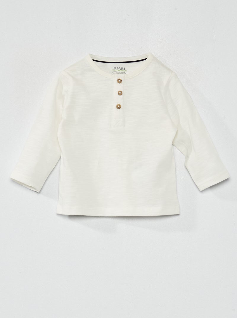 T-shirt con collo serafino Bianco - Kiabi