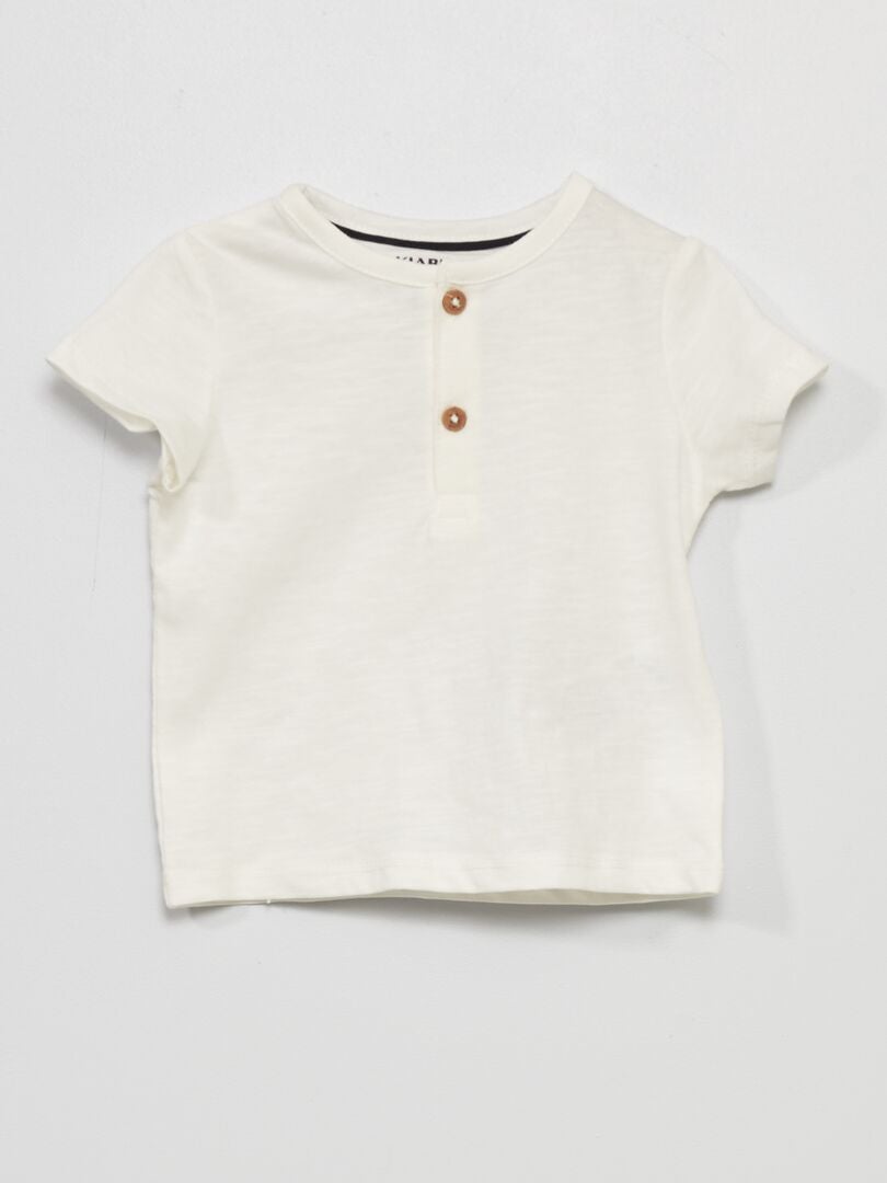T-shirt con collo serafino Bianco - Kiabi