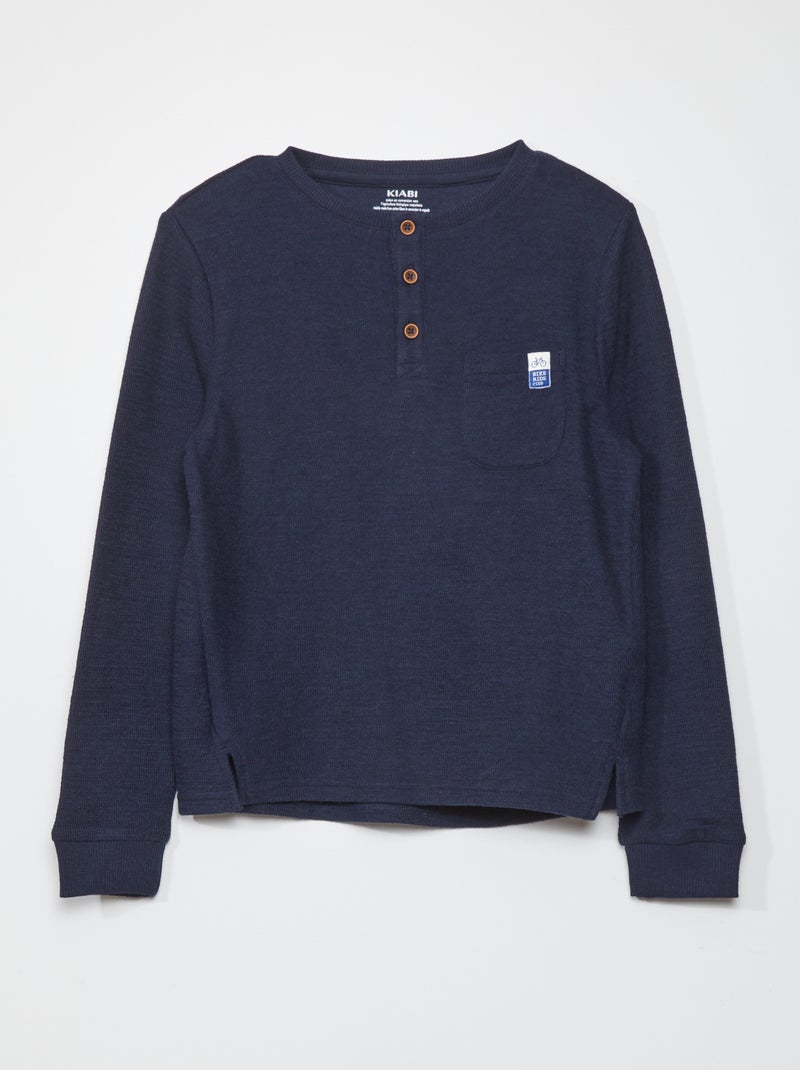 T-shirt con collo serafino BLU - Kiabi