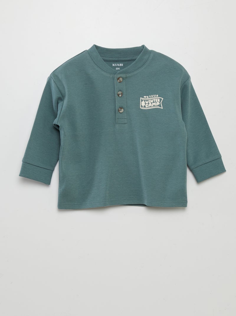 T-shirt con collo serafino VERDE - Kiabi