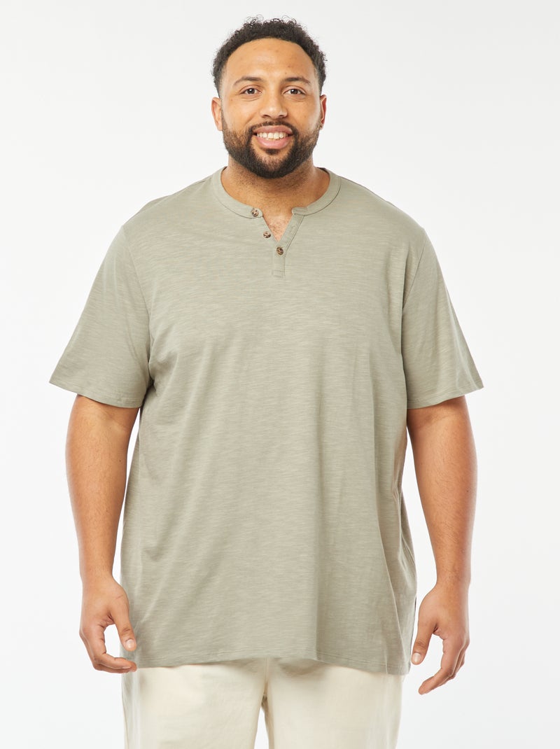 T-shirt con collo serafino Verde - Kiabi