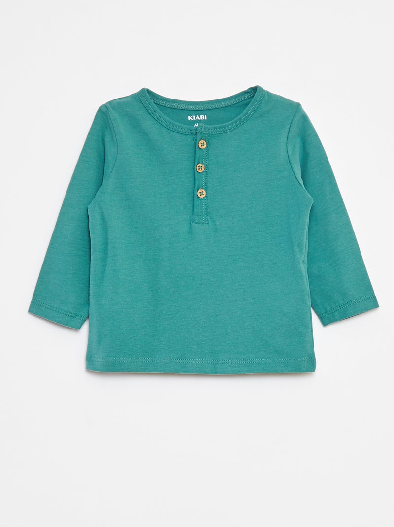 T-shirt con collo serafino Verde - Kiabi