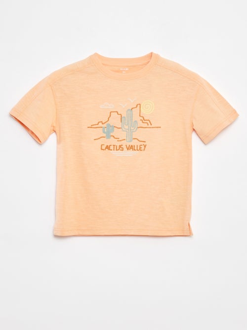T-shirt con cut out fantasia e ricami - Kiabi