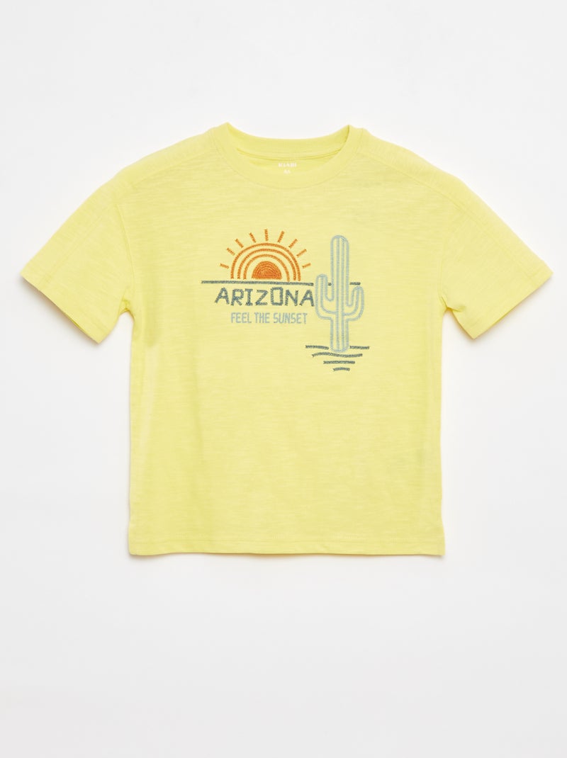 T-shirt con cut out fantasia e ricami Giallo - Kiabi