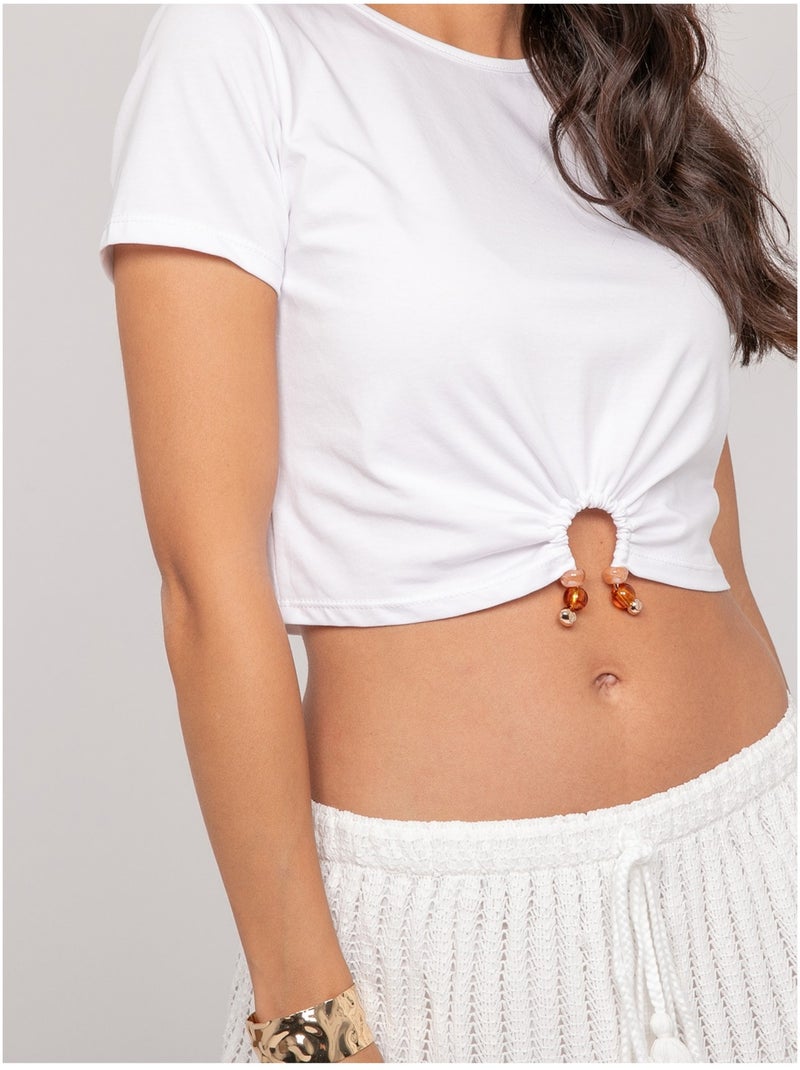 T-shirt con dettagli gioiello FUXIANO Bianco - Kiabi