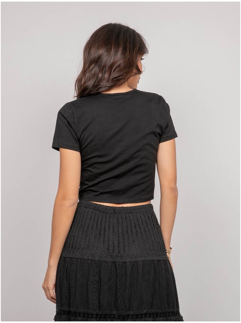 T-shirt con dettagli gioiello FUXIANO Nero - Kiabi