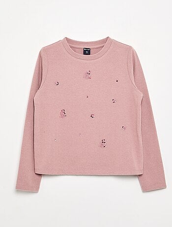 T-shirt con dettagli in perle