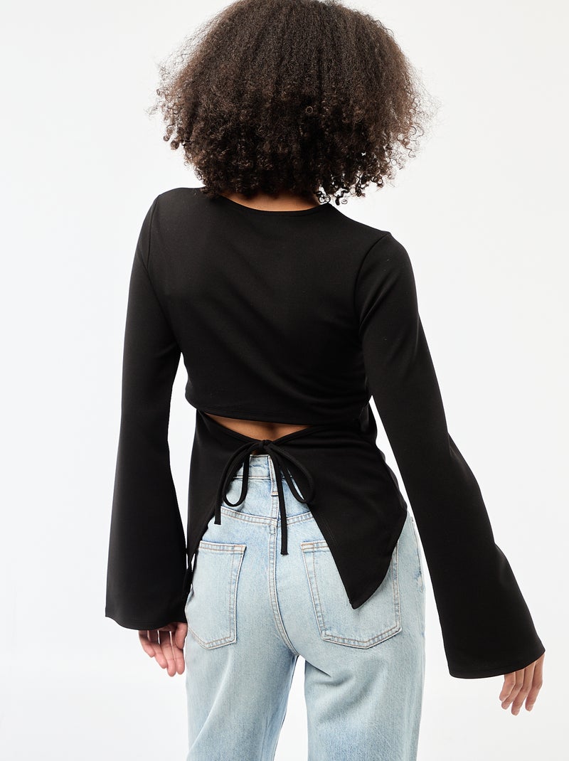 T-shirt con dettaglio schiena scoperta Nero - Kiabi