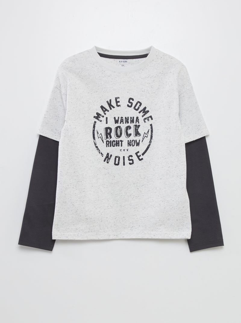 T-shirt con doppia manica in jersey BEIGE - Kiabi