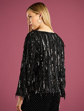 T-shirt con frange e paillettes