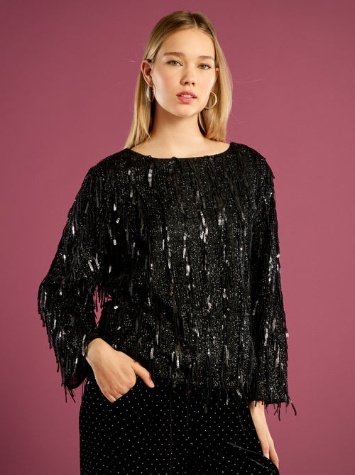 T-shirt con frange e paillettes - Kiabi