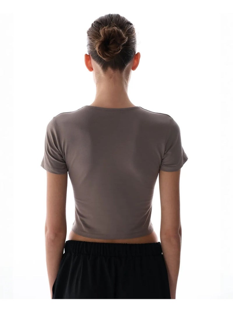 T-shirt con girocollo e maniche corte penti Grigio scuro - Kiabi