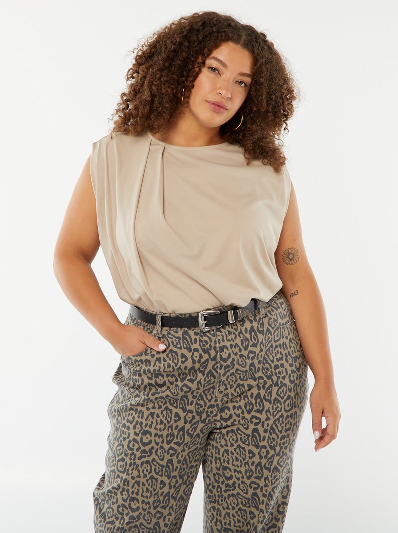 T-shirt con giromanica ampio Marrone - Kiabi