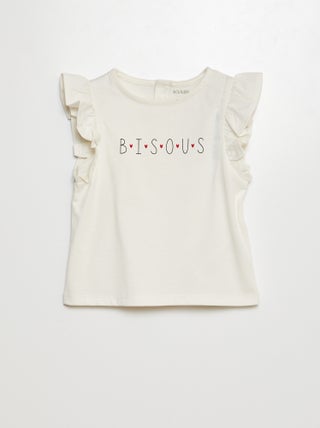 T-shirt con giromanica con volant