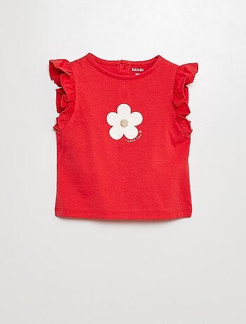 T-shirt con giromanica con volant