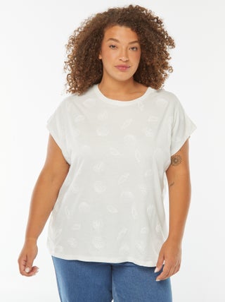 T-shirt con giromanica corto e ricami all over