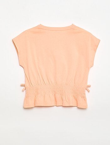 T-shirt con inserto a nido d'ape e nodi in vita