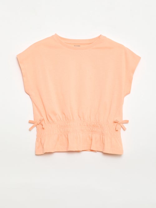 T-shirt con inserto a nido d'ape e nodi in vita - Kiabi