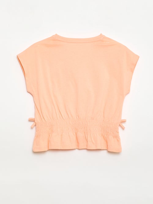 T-shirt con inserto a nido d'ape e nodi in vita - Kiabi