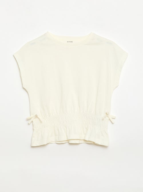 T-shirt con inserto a nido d'ape e nodi in vita - Kiabi