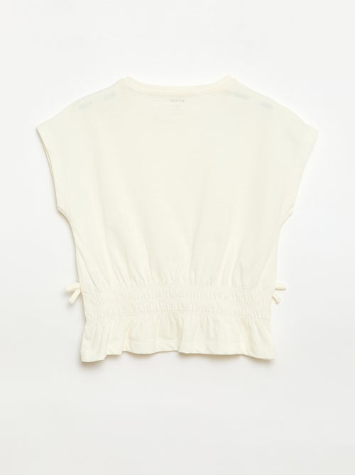 T-shirt con inserto a nido d'ape e nodi in vita - Kiabi