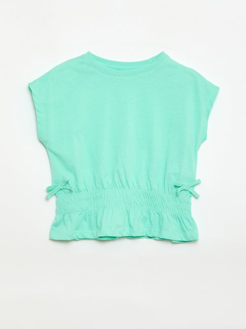 T-shirt con inserto a nido d'ape e nodi in vita - Kiabi