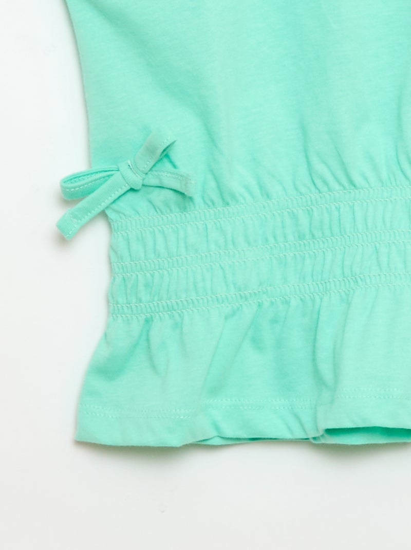 T-shirt con inserto a nido d'ape e nodi in vita Verde - Kiabi